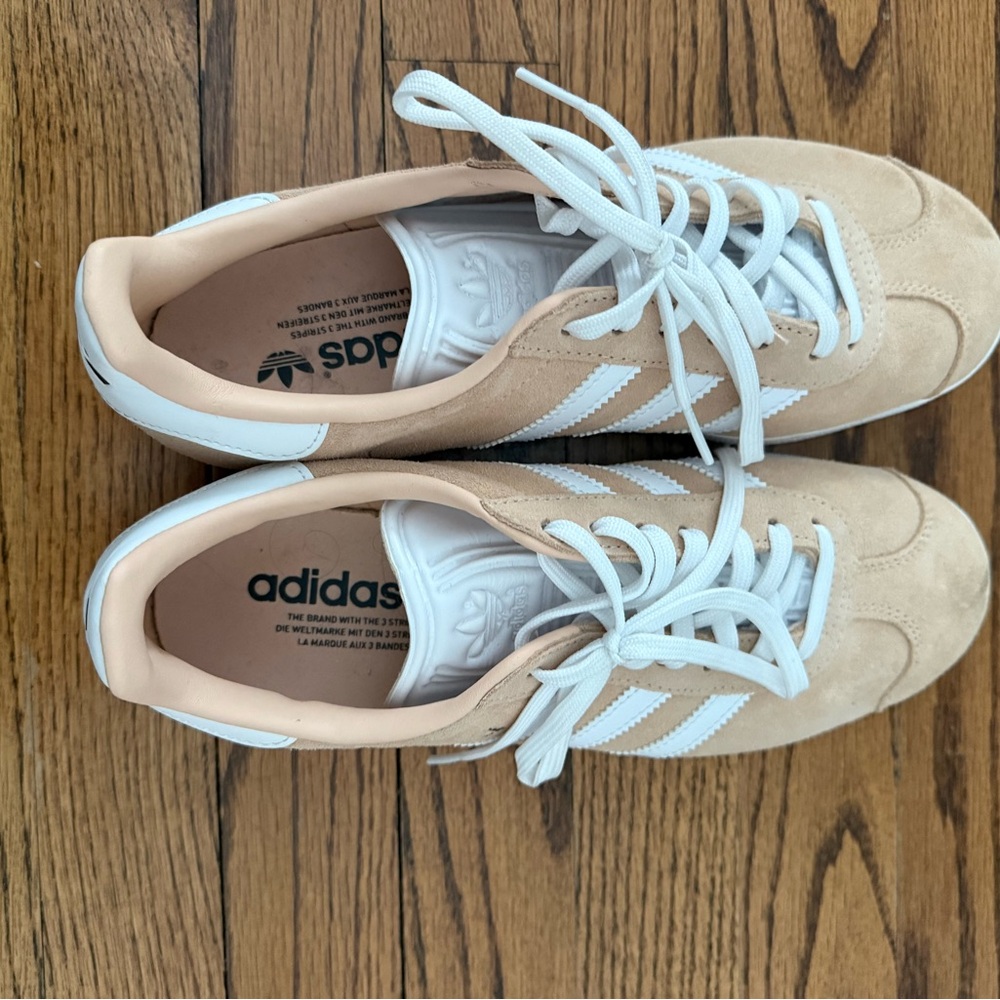 Adidas Women's Beige and White Sneakers